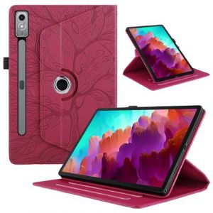 Coque pour Lenovo Tab P12 12.7 Pouces 2023 &Eacute;tui Support Rotatif &agrave; 360 Degr&eacute;s PU Cuir Housse de Protection Portefeuille Tablet ZURSANA Rouge