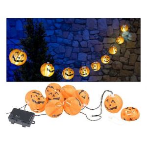 Guirlande à LED 10 lampions Citrouilles d'Halloween - À piles