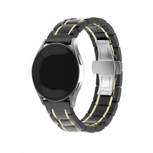 Strap-it Bracelet acier c&eacute;ramique - compatible pour Samsung Gear Sport (noir/or)