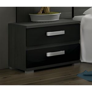 Table de chevet, table de nuit coloris chene Cendre, Noir - Longueur 60 x Profondeur 39.6 x Hauteur 50 cm -PEGANE-