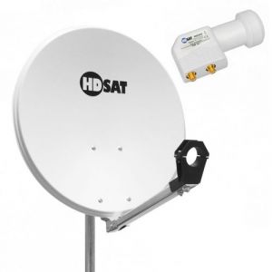 pack hdsat parabole satellite acier 65cm lnb twin hd 4k 0.1db idéal astra eutelsat