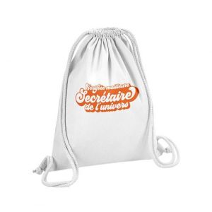 Fabulous Sac de Gym en Coton Blanc Certifi&eacute;e meilleure Secr&eacute;taire de l'univers 12 Litres