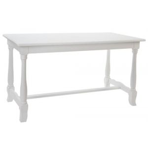 Table à manger / table repas rectangulaire en bois coloris blanc - Longueur 180 x Hauteur 80 x Profondeur 90 cm -PEGANE-