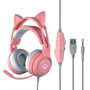Casque Gaming SY-G25 - Supra-auriculaire Rose - Micro intégré - Compatible PC/PS5/PS4/Xbox