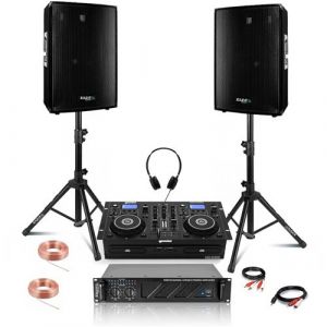 Pack Sono - GEMINI CDM-4000BT Bluetooth USB CD MP3 - Ampli AMP600-MKII 2x480W - 2 Enceintes DISCO15B 700W - Pieds SS01B-MINI
