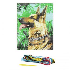Kit complet canevas 15 x 20 cm motif chien berger allemand
