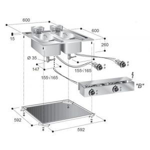 Friteuse Encastrable Drop In 7,25 kW   1 ou 2 Cuves 10 L   Combisteel