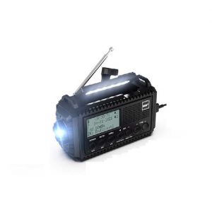 Radio Solaire Portable à Manivelle AM/FM/SW avec batterie Rechargeable 5000mAh, Lampe de Poche LED noir AQ0278 vendos85