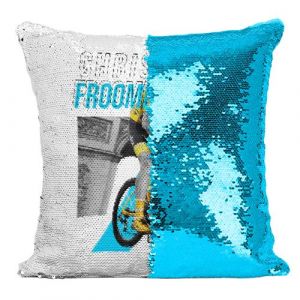 Fabulous Coussin avec Housse Sequin - Paillettes Turquoise Chris Froome [40 x 40 cm]