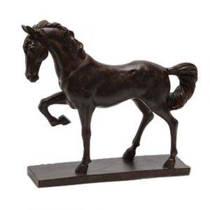 Statue : Cheval au trot 24 cm - Amadeus - Marron - Résine