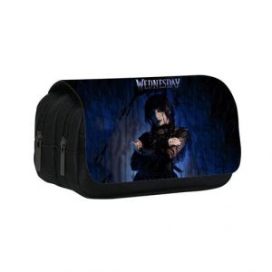 Trousse &agrave; Crayons Double Zipper Mercredi Addams Dami style F pour Enfant Gar&ccedil;on Fille