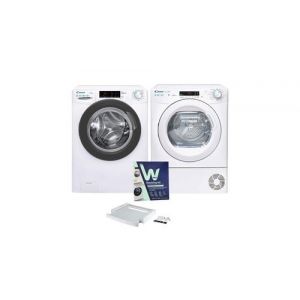Pack lave linge frontal 10kg 1400trs/min + sèche-linge frontal 10kg pompe à chaleur + kit de superposition