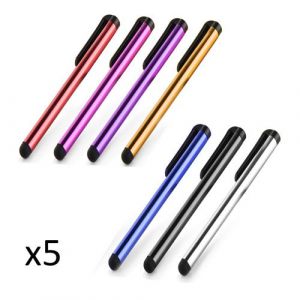 Stylet Fin Aluminium x5 pour LENOVO Phab 2 Pro Smartphone Tablette Ecrire Universel Lot de 5 (ROUGE)