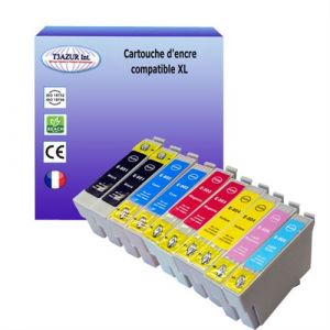 10 Cartouches Compatibles pour Epson Stylus Photo PX800FW, PX810FW remplace Epson T0801 T0802 T0803 T0804 T0805 T0806 - T3AZUR