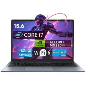 PC Portable 15.6" - Processeur Intel Core i7 (jusqu'&agrave; 3.4 GHz), Carte graphique NVIDIA GeForce MX330, 16 Go DDR4, 512 Go SSD
