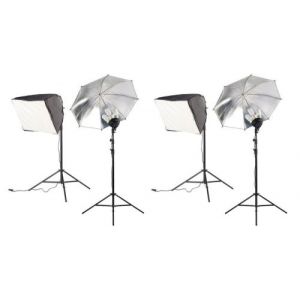 2 boîtes à lumière avec parapluie réflecteur