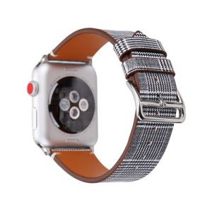 Bracelet de montre en cuir design rayé pour Apple Watch Series 6/ SE/ 5/ 4 44mm - Noir