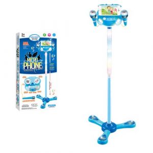 Enfants machine 2 Karaoké avec Lutrin Micros Set Réglable Jouer Jouets Bleu PT112