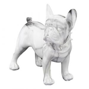 Statue By SIGRIS Figure Frange Bulldog Contemporain 025274 Blanc