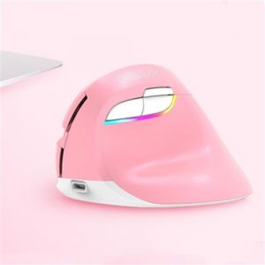 Souris Ergonomique Verticale Sans Fil Rechargeable Avec Boutons De Navigation Rose YONIS