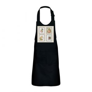 Fabulous Tablier Cuisine Enfant 2 Poches Noir Famille Lapin Petter Rabbit Beatrice Potter - Haut de gamme