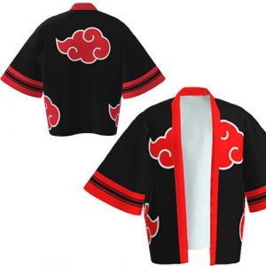 Cape Kimono Naruto Akatsuki Sect Noir/Rouge