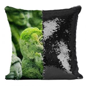 Fabulous Housse de Coussin &agrave; Sequin - Paillettes Noir Aligement de statue Couverte de Mousse [40 x 40 cm]