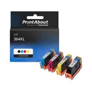 PrintAbout Cartouche d'encre compatible avec HP 364XL (N9J74AE) - 4 couleurs - Grande capacit&eacute; - Multipack