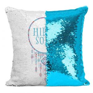 Fabulous Coussin avec Housse Sequin - Paillettes Turquoise Hippie Soul Dreamcatcher [40 x 40 cm]