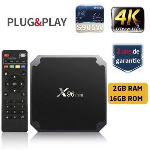 Lecteur Multimédia de Diffusion en Continu Android 7.1/4K TV BOX avec Amlogic S905W Quad-core Chipset, 2Go RAM+16Go eMMC,avec WiFi et LAN100M (2GB+16GB)