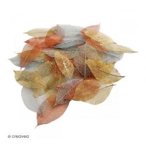 Feuilles squelettes - Couleurs métalliques - 40 pcs
