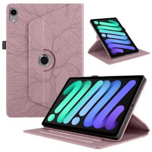 &Eacute;tui rotatif 360&deg; pour tablette ZURSANA iPad mini 2024 avec support r&eacute;glable et protection antichoc-Rose