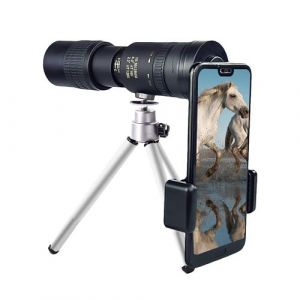 Télescope monoculaire zoom super téléobjectif 4K 10-300X40mm+Supports et clips - Noir