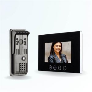 BT SECURITY Portier interphone vidéo pili 4 fils pour 2 entrées - 1 appartement - 2 platines - 1 écran noir 7" - avec mémoire photos