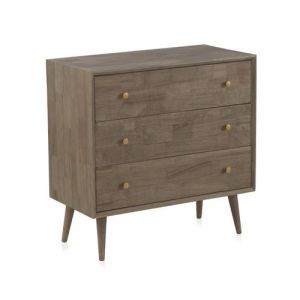 Commode en panneaux MDF plaqué en sapin avec profil biseauté coloris marron - Longueur 80 x Hauteur 80 x Largeur 40 cm