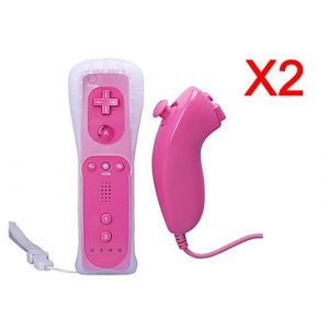 2x Manette wii Nunchunk Qumox Remote étui en silicone Rose compatible avec Nintendo Wii /Wii U/WII mini -QUMOX®