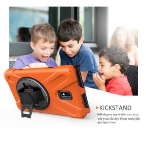 WISETONY® Etui de protection pivotant à 360 ° avec dragonne pour Samsung Galaxy Tab Activ2 T390/T395/T397 8.0 - Orange