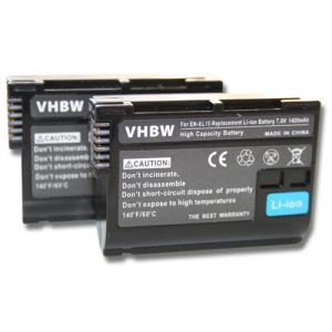 vhbw 2x Batteries compatible avec Nikon D810a, D850, Z6, Z7, D800E, D8000, Z5, Z6 II, Z7 II, D810, Z8 appareil photo (1400mAh, 7V, Li-ion), puce d'in