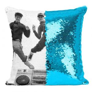 Fabulous Housse de Coussin à Sequin - Paillettes Turquoise Beastie Boys Ghetto Blaster Jump [40 x 40 cm]