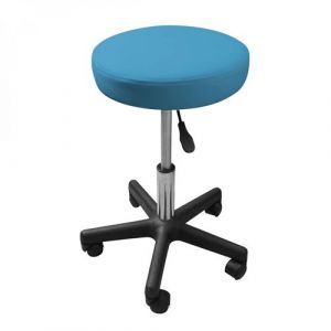 Tabouret rond à roulettes réglable en hauteur de 43.5 à 60.5 cm et pivotable à 360° - Bleu turquoise - Vivezen