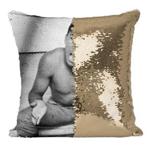 Fabulous Housse de Coussin &agrave; Sequin - Paillettes Dor&eacute; Mohamed Ali Boxeur [40 x 40 cm]