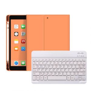 Étui HSMY en Silicone avec Clavier Français AZERTY Bluetooth pour iPad6 / Air2 2018 9.7 - Orange&Blanc