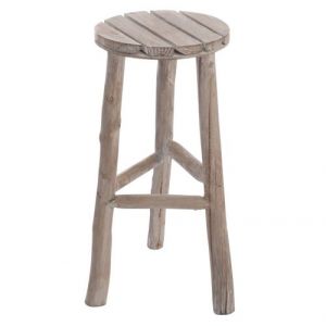 Tabouret de bar rond bois massif blanc délavé Azura