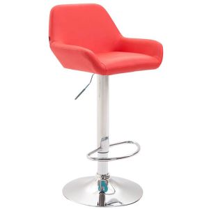CLP Tabouret de bar Braga similicuir avec pied en m&eacute;tal , Rouge/Chrome