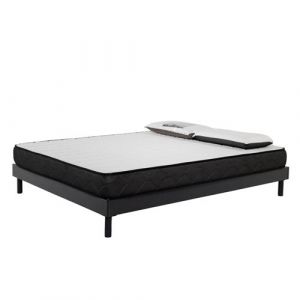AB Matelas - Ensemble Matelas mousse Memory - 140x190cm et 2 Oreillers 70x40 - Sommier kit gris