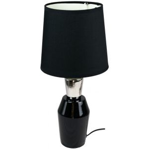 Lampe a poser ceramique tissu noir et argent Luminaire chevet LED chambre salon