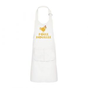 Fabulous Tablier Cuisine Enfant 2 Poches Blanc Poule Mouill&eacute;e - Haut de gamme