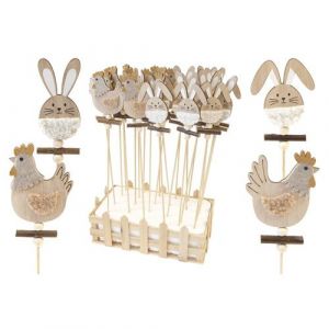 lapin ou poule sur pique 32x6.5cm nature - g&eacute;n&eacute;rique paq1110