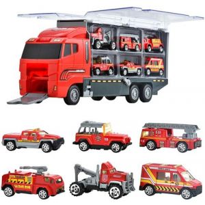 jouets pour enfants pour 3-9 ans jouet en m&eacute;tal voiture tracteur camion &agrave; benne basculante pelle tracteur Construction jouet ensemble - rouge