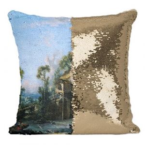 Fabulous Housse de Coussin à Sequin - Paillettes Doré Francois Boucher Le Pigeonnier [40 x 40 cm]